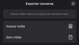 É possível exportar as conversas do WhatsApp