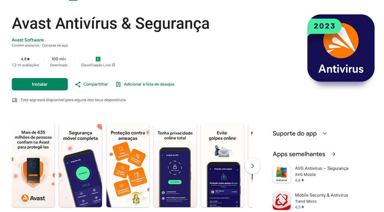 Baixar o Avast para limpar vírus do celular