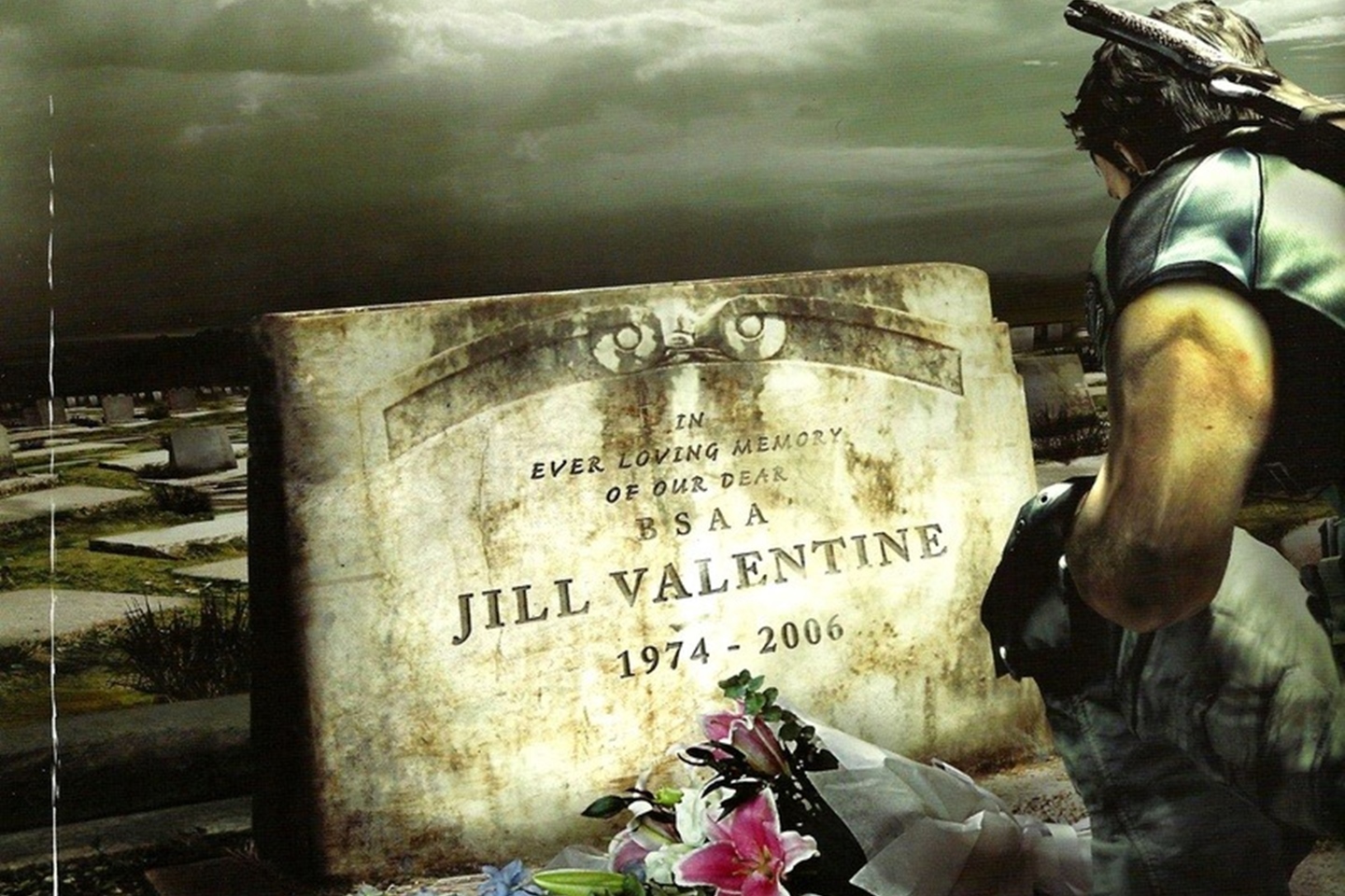 Túmulo de Jill Valentine após os acontecimentos do DLC Lost in Nightmares.