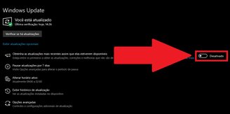 É recomendado que as atualizações automáticas do Windows permaneçam desativadas