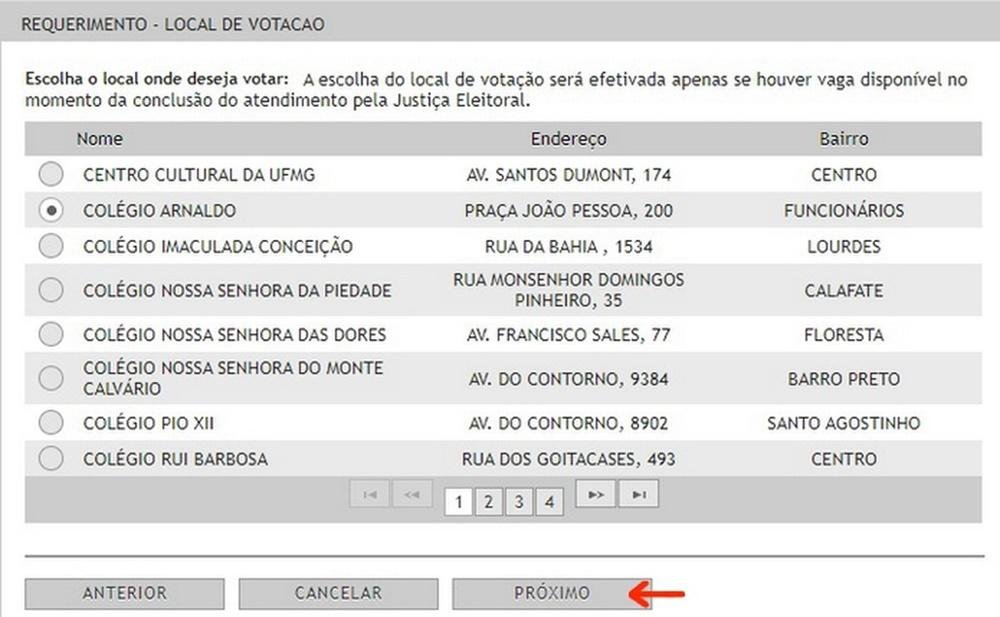 Defina também o local exato de votação.