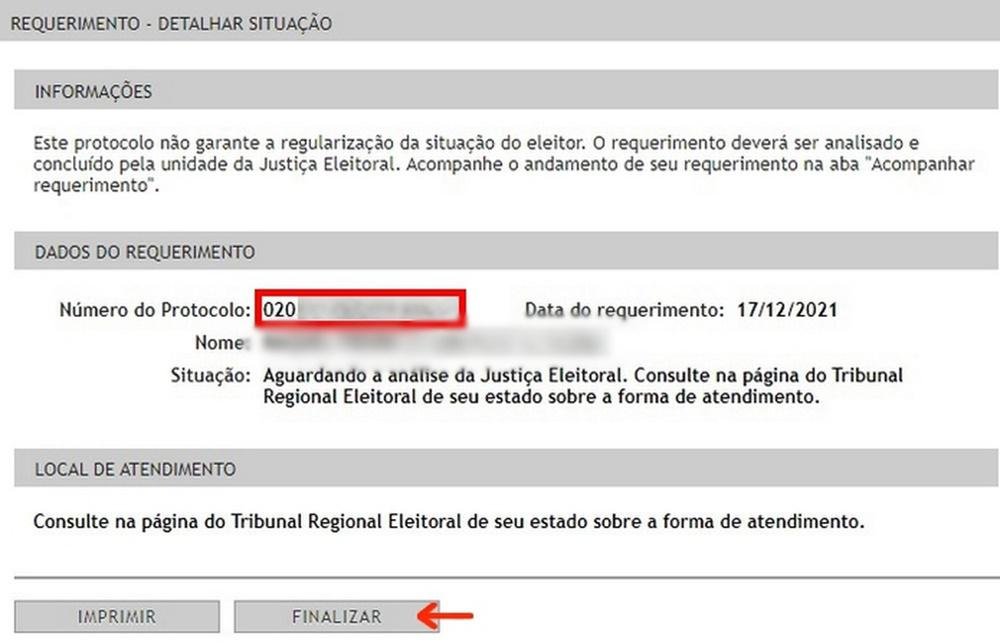 Salve o número do protocolo para consultar o andamento do processo.