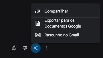 Há uma série de opções de compartilhamento do resumo gerado