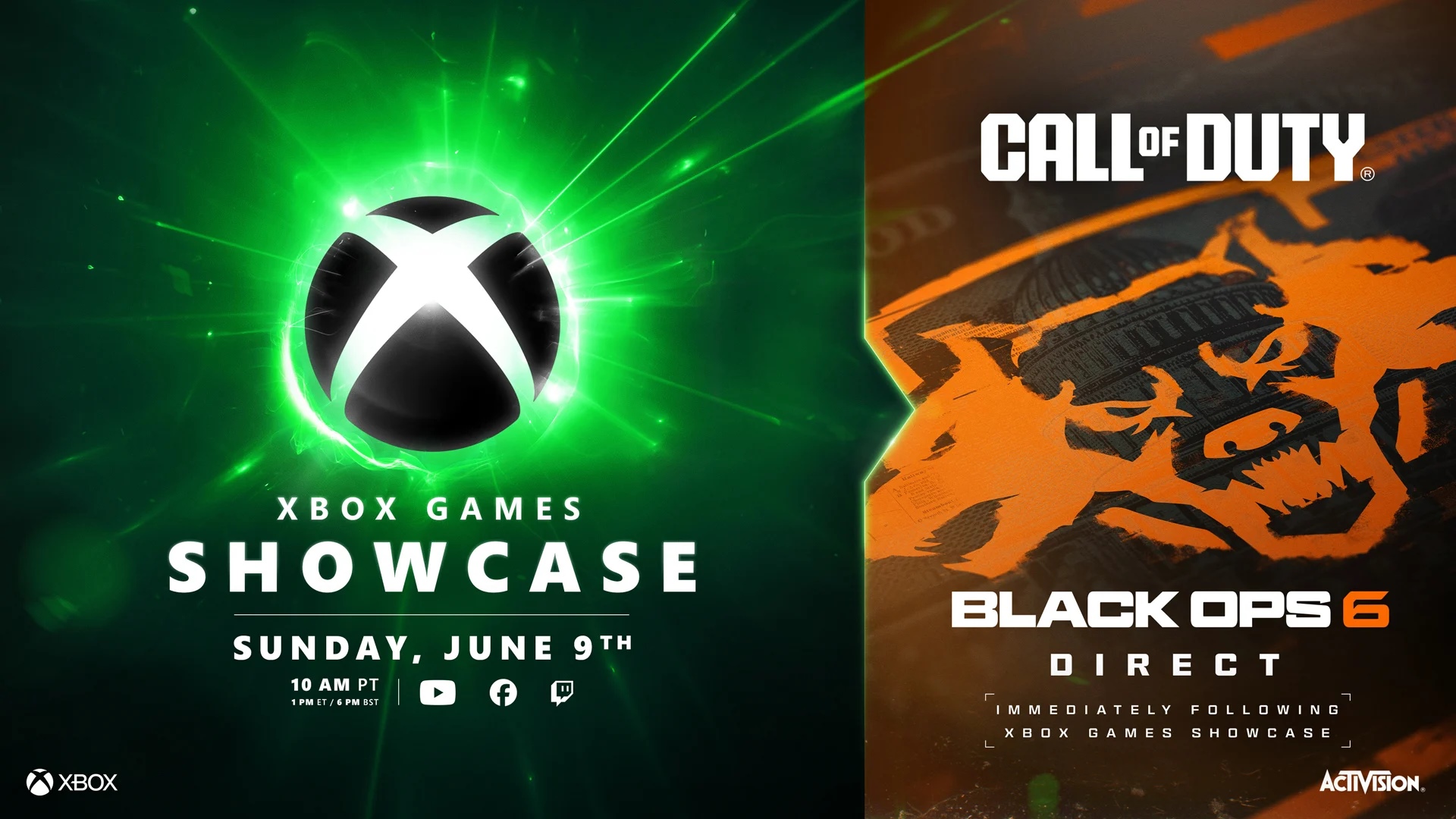 Xbox Games Showcase + Call of Duty: Black Ops 6 Direct serão apresentados em seguida um do outro no próximo domingo (09).