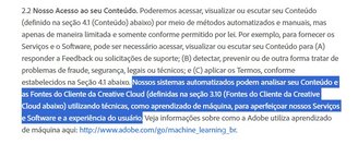 Um dos novos tópicos dos termos de serviço que gerou críticas.