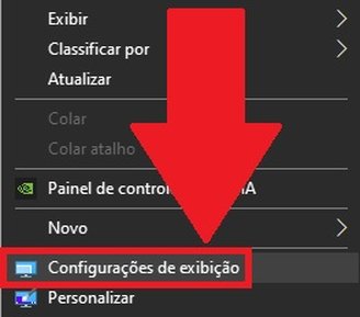 Clique em "Configurações de exibição" para ter acesso as opções de tela.