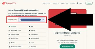 Procure pelo código de ativação em seu perfil no site oficial da ExpressVPN