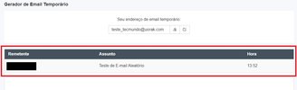 É possível conferir a sua Caixa de Entrada enquanto o e-mail temporário estiver disponível.