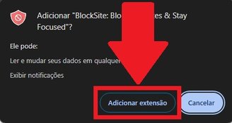 É preciso clicar em "Adicionar extensão" para instalá-la.