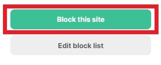 Clique em "Block this site" para bloquear a página.