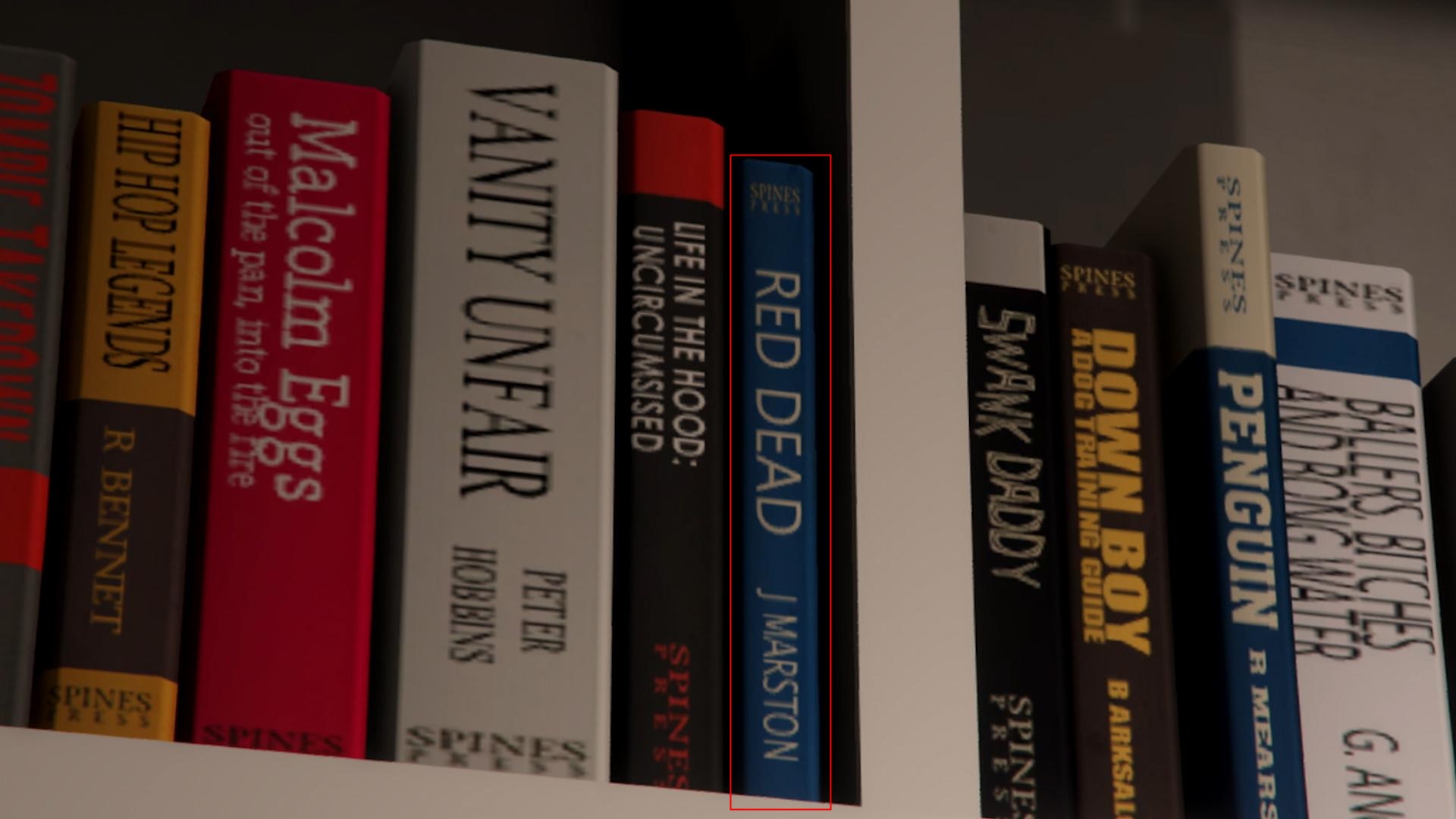 Livro "Red Dead", que foi escrito por J. Marston e pode ser encontrado no quarto do Franklin em GTA 5.