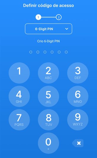 Crie um PIN de seis dígitos numérico para ser a senha que vai abrir os apps.