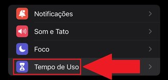 Aperte na opção "Tempo de Uso".