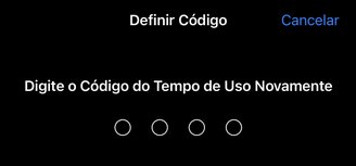 Escolha um código para ser usado para desbloquear o app.