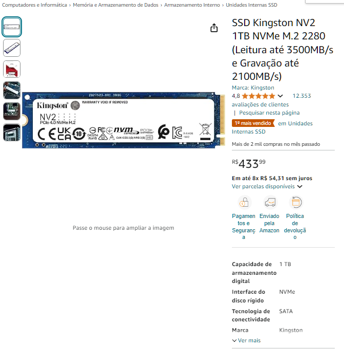 SSD NVMe da Kingston