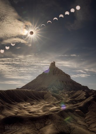 Eclipse solar anular em time-lapse nos Estados Unidos.