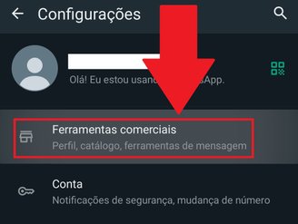 Aperte na opção "Ferramentas comerciais".