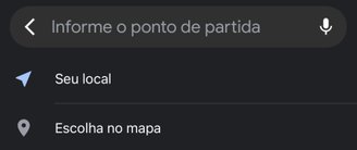 É possível digitar o local, ou procurá-lo no mapa.