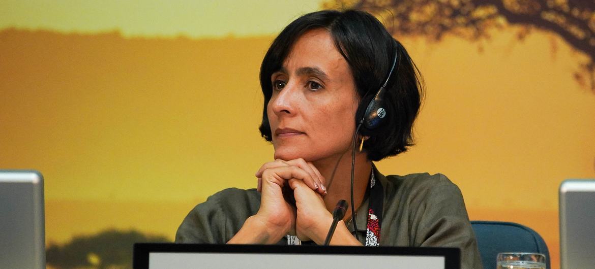 A ministra do meio ambiente da Colômbia, Susana Muhamad, lidera uma sessão da assembleia ambiental da ONU no Quênia como presidente da COP16