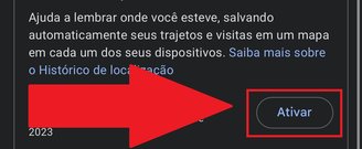 É preciso descer a tela para encontrar a opção 