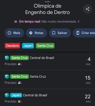 Os horários de trens e outros meios de transporte são exibidos no Google Maps em tempo real